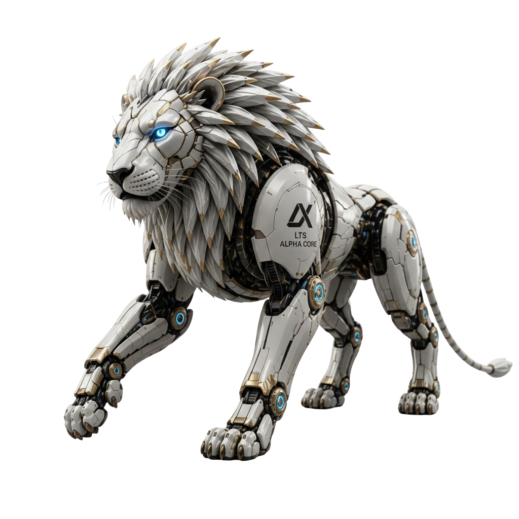 LTS Alpha Core — robotic lion emblem